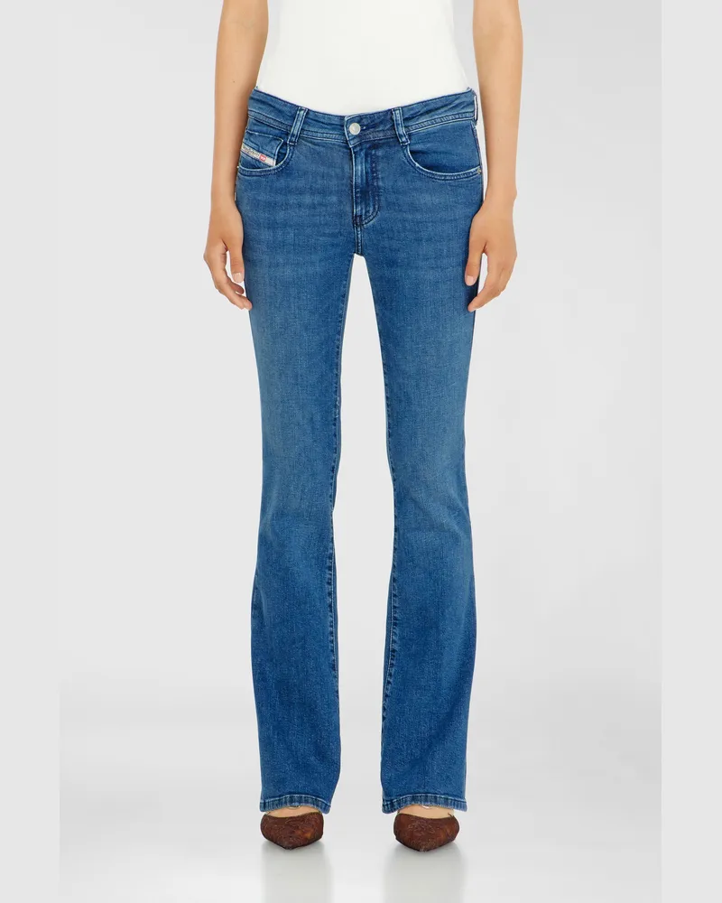 Diesel Bootcut Jeans Low Waist 1969 D-Ebbey, Mittelblau, Reißverschluss Blau