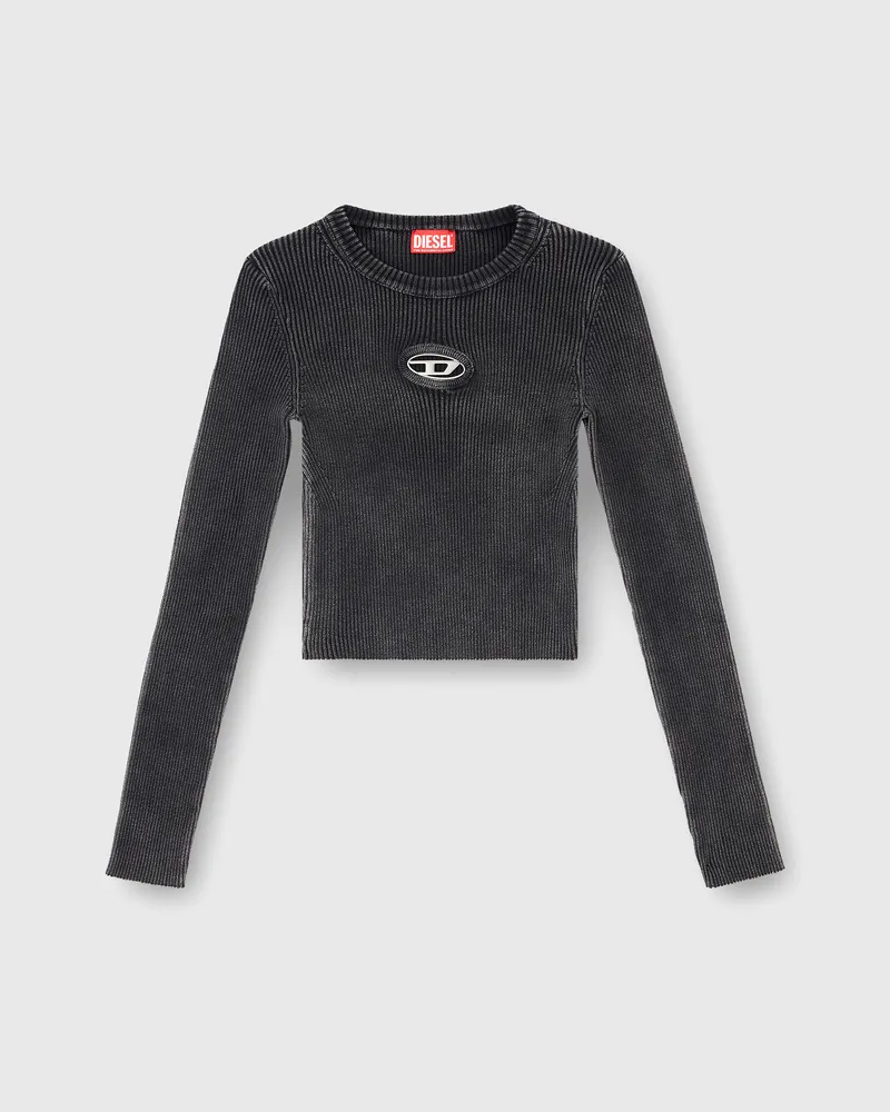 Diesel Verkürzter Pullover mit Cut-out-Logo - Oberteile - Damen - Schwarz Schwarz