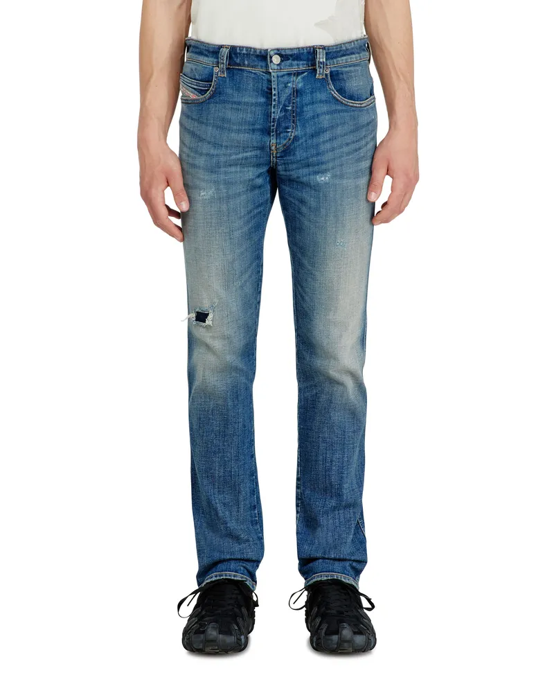 Diesel Slim Jeans Regular Waist 1993 D-Vyl, Mittelblau, Knopfverschluss Blau