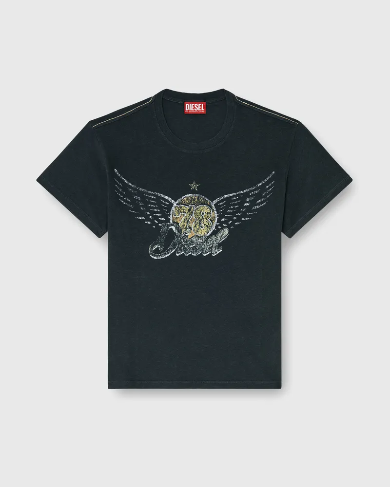 Diesel T-Shirt aus Baumwolle-Hanf mit Konzertgrafik - T-Shirts - Herren - Schwarz Schwarz