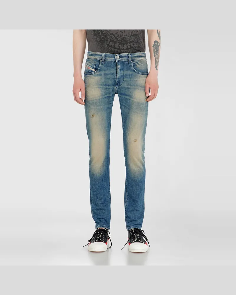 Diesel Slim Jeans Regular Waist 2019 D-Strukt, Mittelblau, Reißverschluss Blau