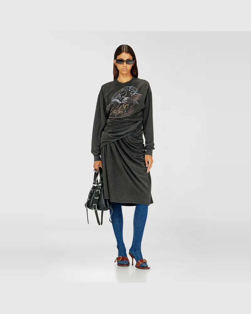 Diesel Sweatshirt-Kleid mit Konzertgrafiken - Kleider - Damen - Schwarz Schwarz