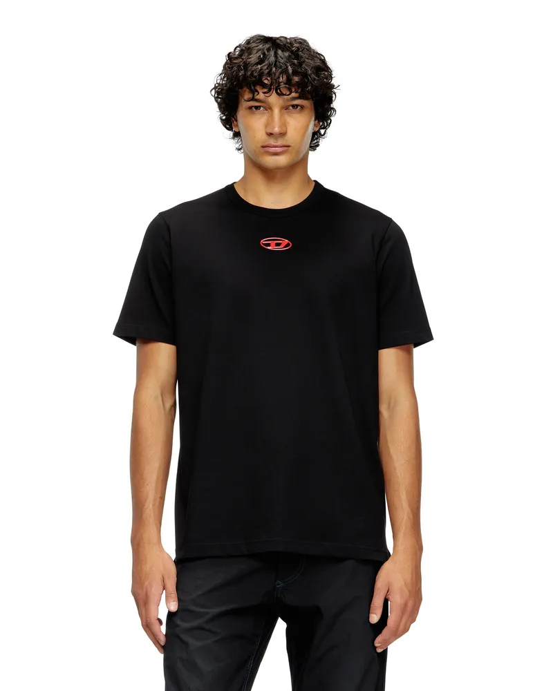 Diesel T-Shirt mit metallischem Oval D - T-Shirts - Herren - Schwarz Schwarz