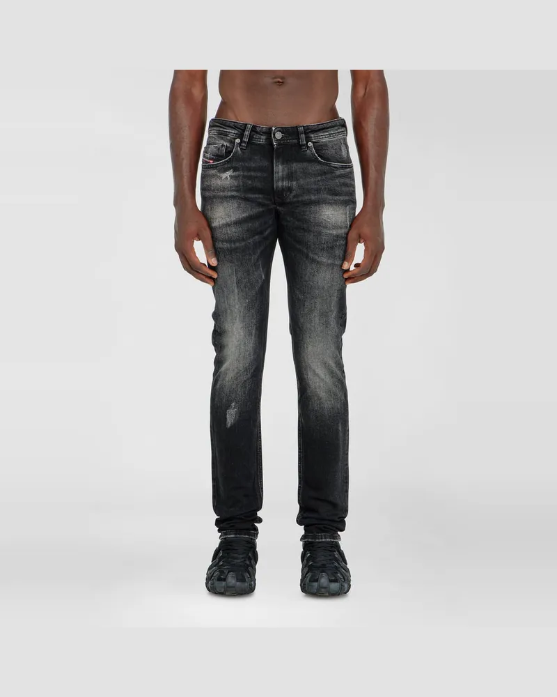 Diesel Skinny Jeans Low Waist 1979 Sleenker, Schwarz/Dunkelgrau, Reißverschluss Schwarz