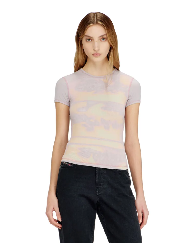 Diesel Schmal geschnittenes Jersey-Top mit Grafikdruck - Oberteile - Damen - Violett Violett