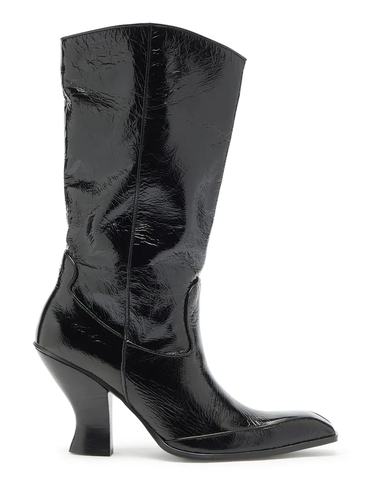 Diesel D-Luffy - kniehohe Stiefel aus Lackleder - Stiefel - Damen - Schwarz Schwarz