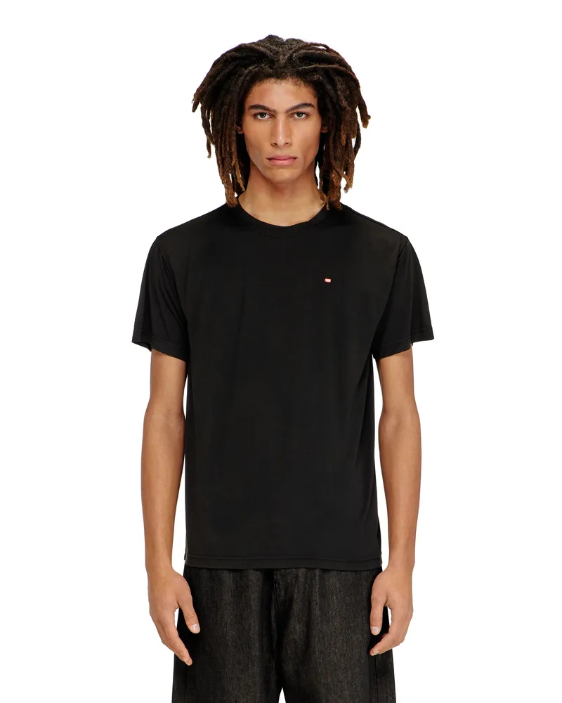 Diesel Fließendes T-Shirt mit Mikro-Stickerei - T-Shirts - Herren - Schwarz Schwarz