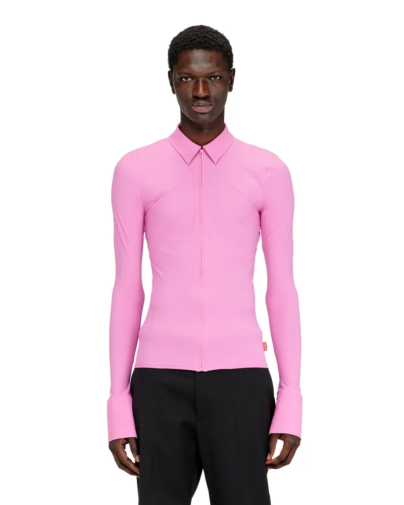 Diesel Zweite-Haut-Reißverschlusshemd aus Lycra - Hemden - Herren - Rosa Rosa