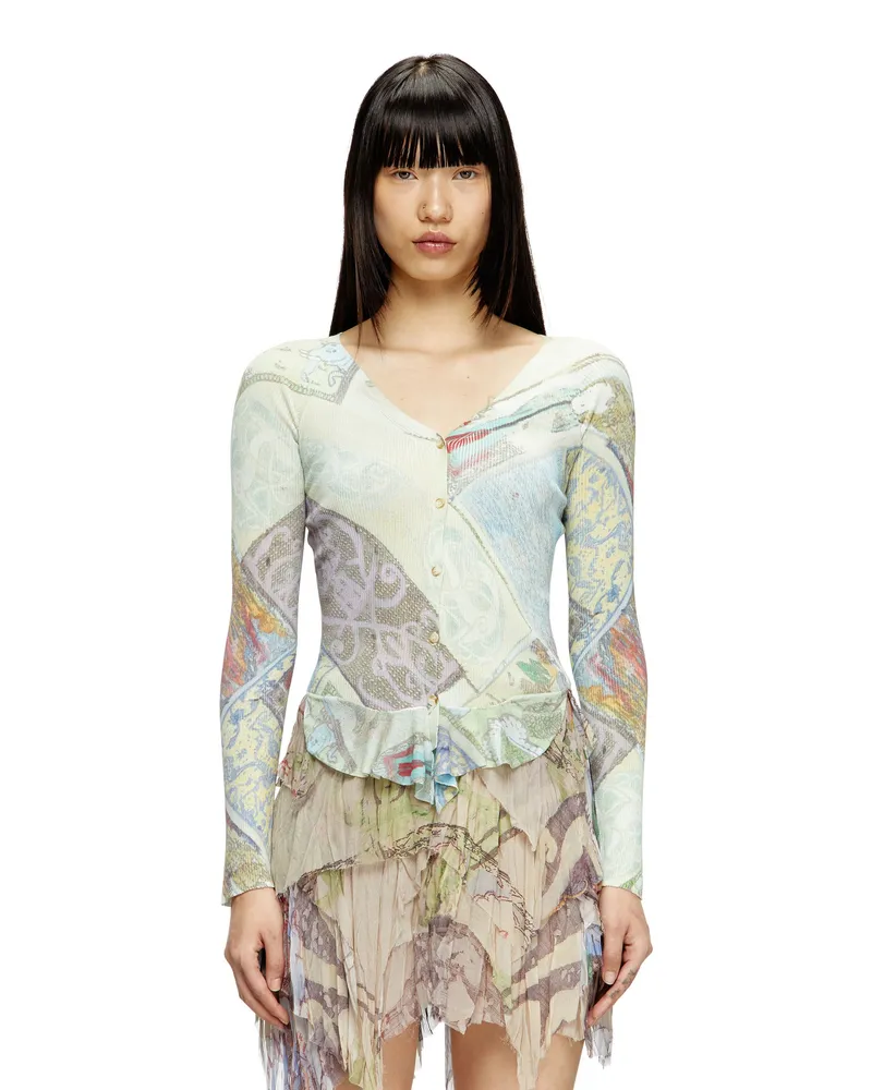 Diesel Verkürzter Cardigan mit mittelalterlichem Print - Strickwaren - Damen - Bunt Bunt