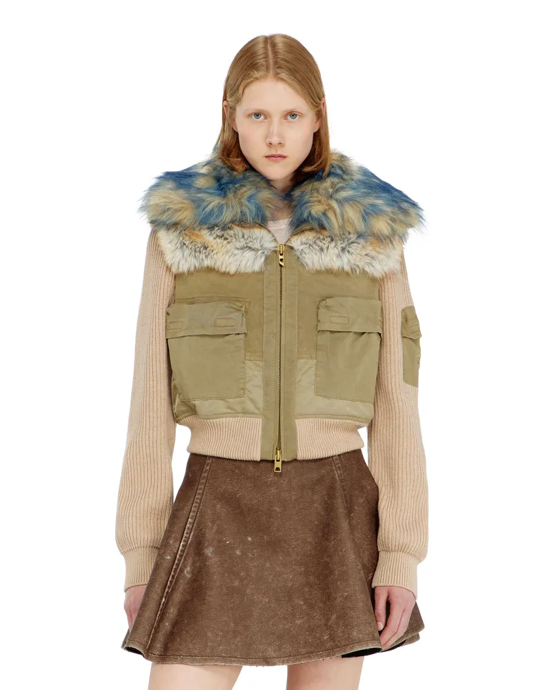 Diesel Bomberjacke mit Rippstrick- und Plüschbesatz - Jacken - Damen - Beige Beige