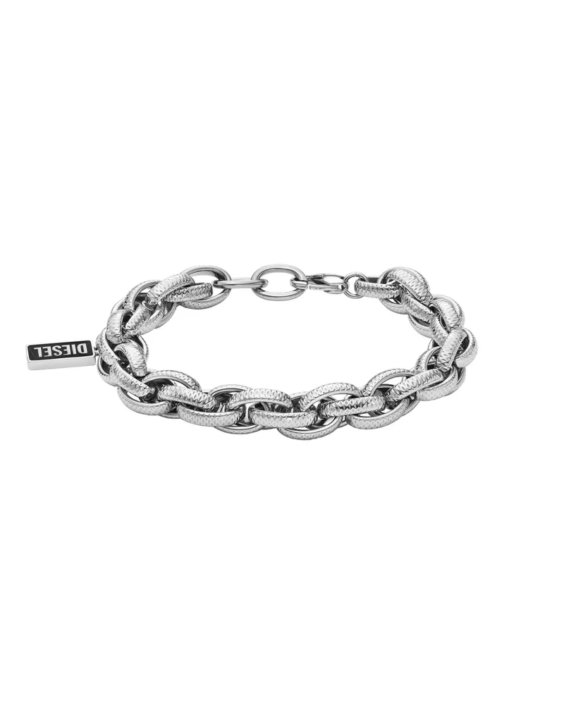 Diesel Gliederarmband mit schwarzem Achat - Armbänder - Unisex - Silber Silber