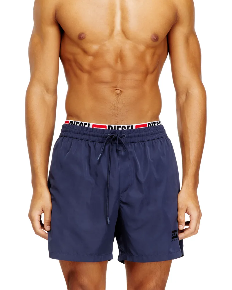 Diesel Mittellange Badeshorts mit Logo-Print - Badeshorts - Herren - Blau Blau