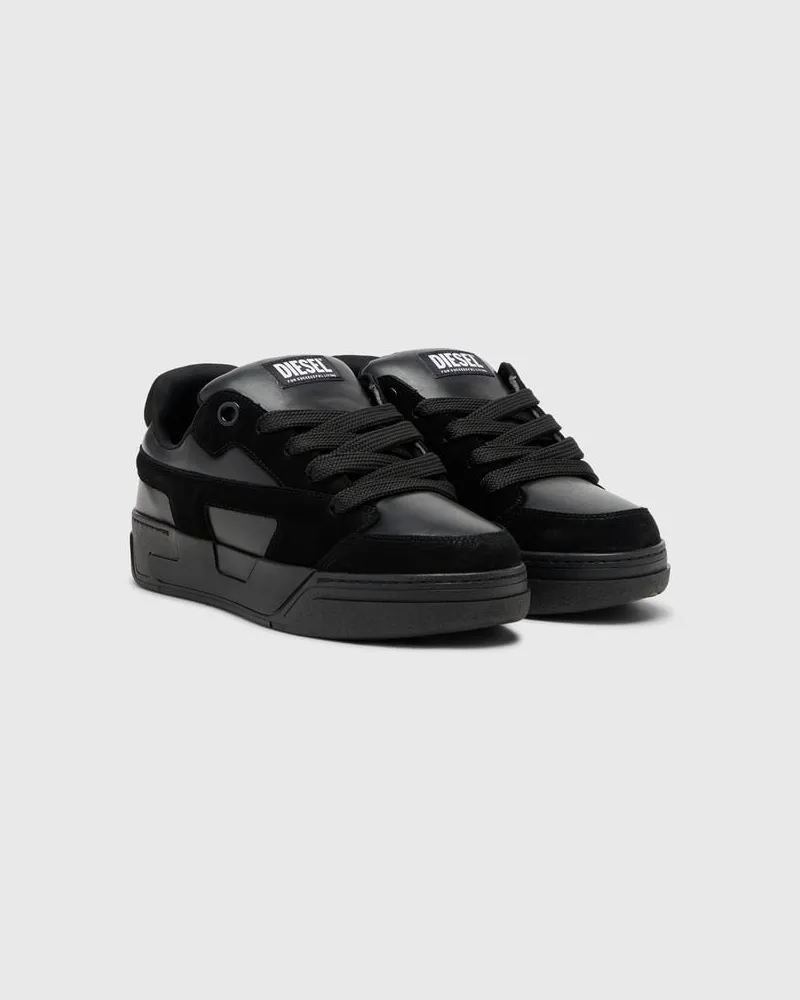 Diesel D-Ollie-Monochrome Sneaker aus Wildleder und Leder - Sneakers - Herren - Schwarz Schwarz