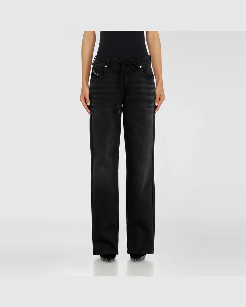 Diesel Regular Regular Waist 2071 D-Meel Joggjeans, Schwarz/Dunkelgrau, Reißverschluss Schwarz
