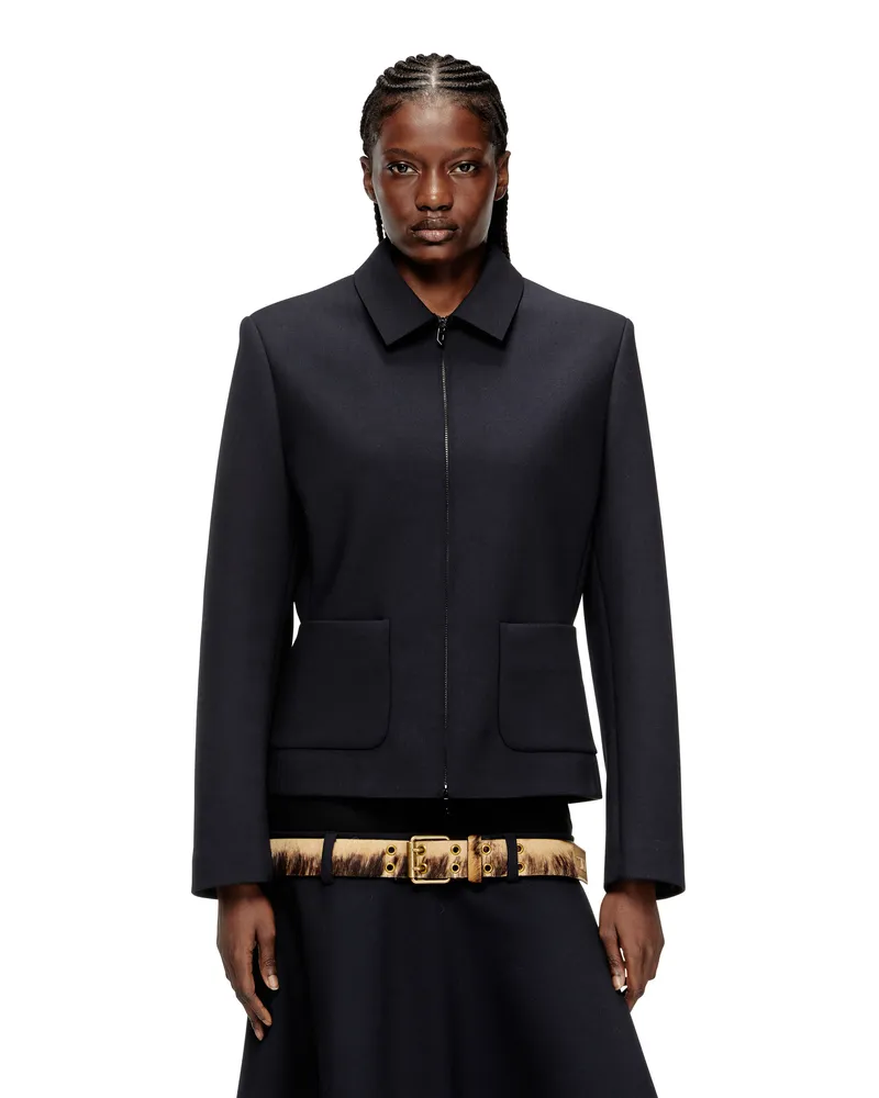 Diesel Kragenjacke aus neoprenbeschichtetem Stoff - Jacken - Damen - Blau Blau