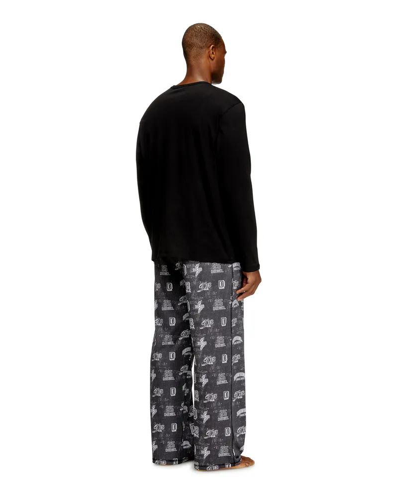 Diesel Baumwoll-Pyjama-Set mit Logoprints - Pyjamas - Herren - Schwarz Schwarz