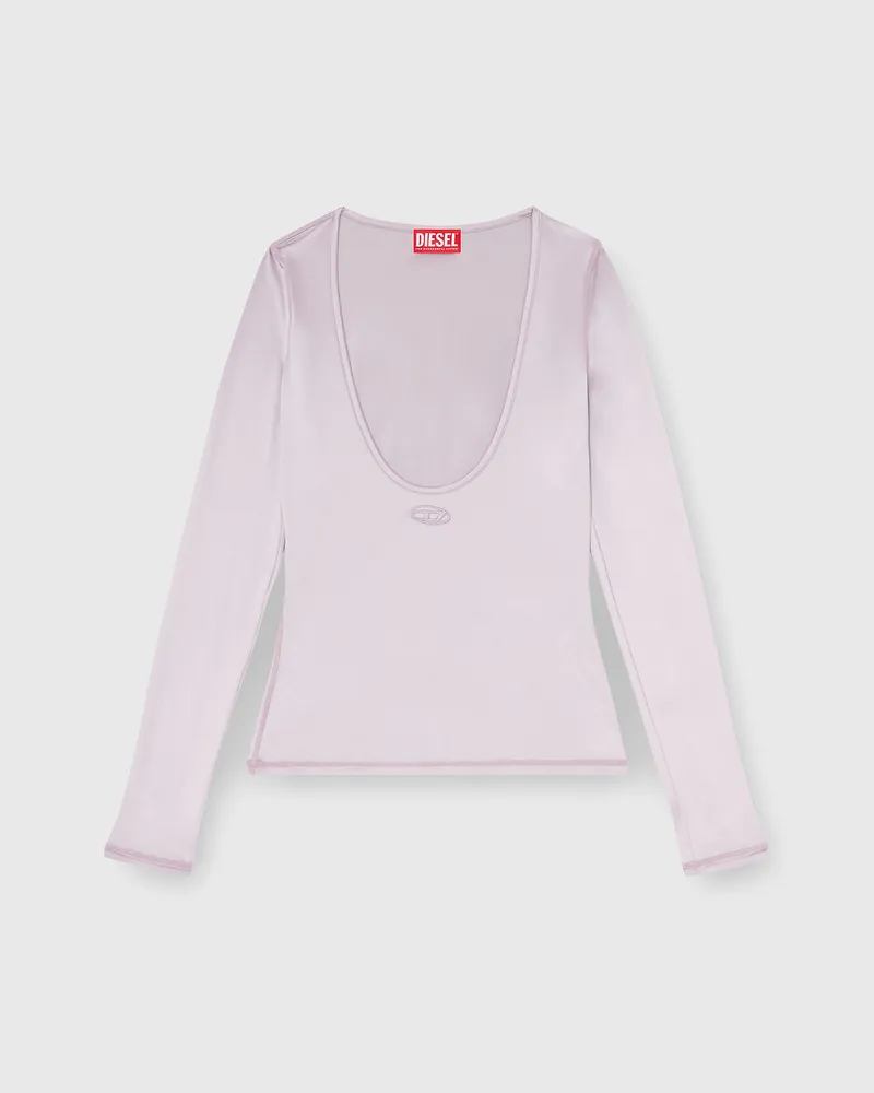 Diesel Nylon slim top mit Rundhalsausschnitt und Logo Oval D Stickerei - Oberteile - Damen - Violett Violett