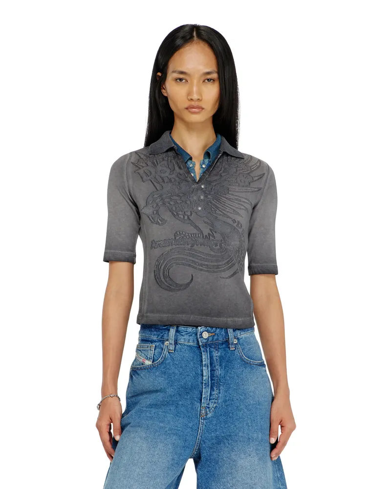 Diesel Slim-Poloshirt mit dévoré-Print - Polohemden - Damen - Grau Grau