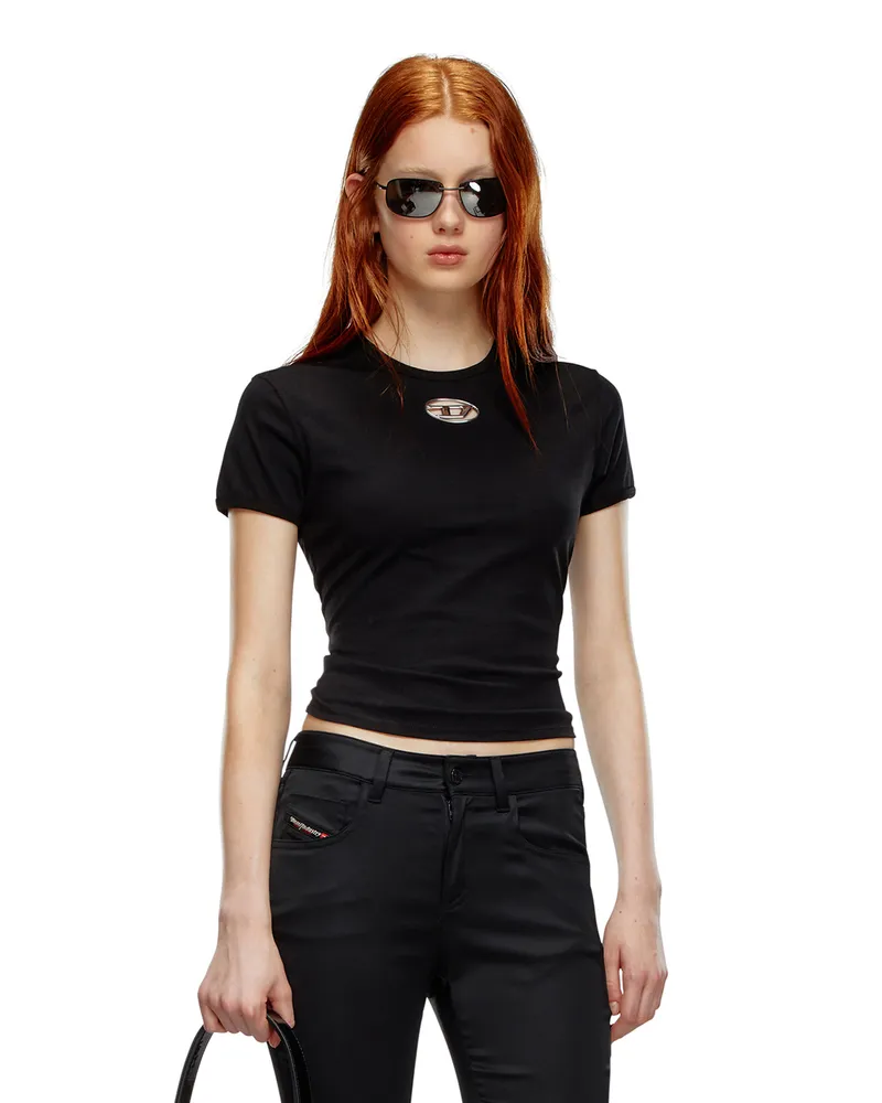 Diesel T-Shirt mit eingespritztem Oval D - T-Shirts - Damen - Schwarz Schwarz