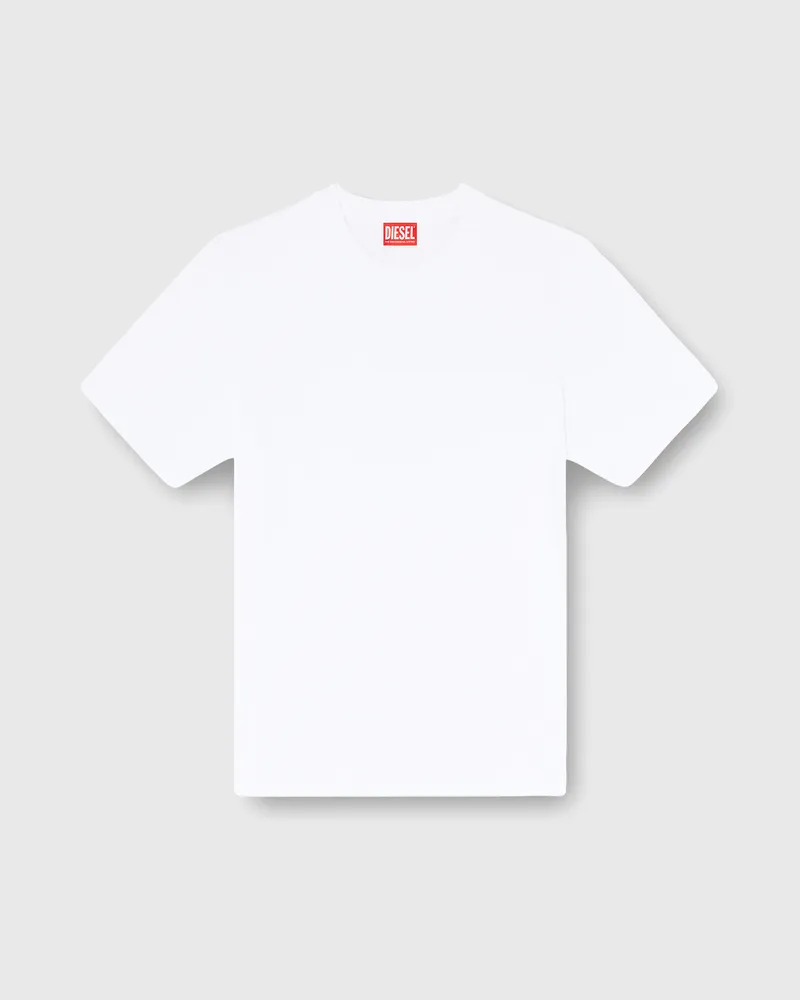 Diesel T-Shirt aus Baumwoll-Interlock mit Logo-Stickerei - T-Shirts - Herren - Weiss Weiss