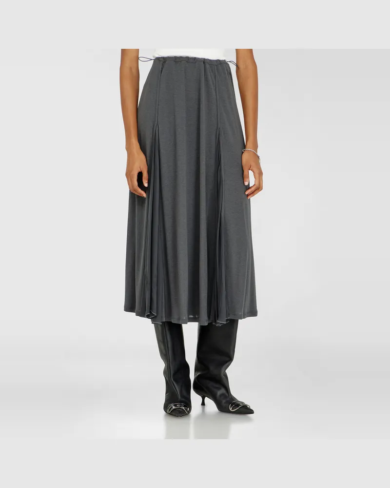 Diesel Midirock aus Rippjersey und Chiffon - Röcke - Damen - Grau Grau