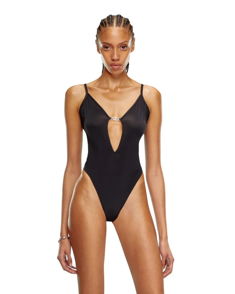 Diesel Body aus Mikrofaser mit Oval D-Plakette - Bodys - Damen - Schwarz Schwarz