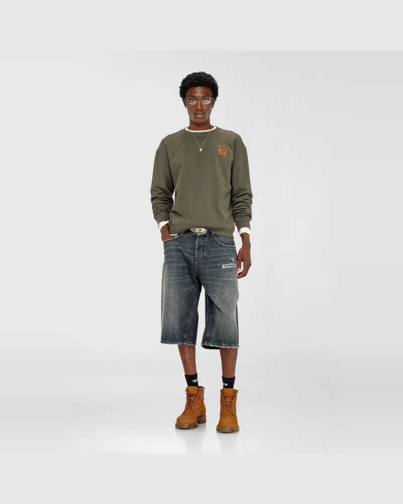 Diesel Sweatshirt mit Stickerei und Flockprint - Sweatshirts - Herren - Grün Grün