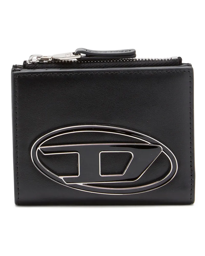 Diesel Kleines Portemonnaie aus Leder mit Logo-Plakette - Kleine Portemonnaies - Damen - Schwarz Schwarz