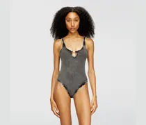 Body aus marmoriert gewaschenem Stretch-Baumwollstoff - Bodys - Damen - Grau
