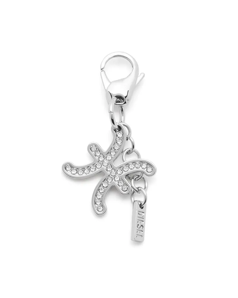 Diesel Metall-Fische-Anhänger mit Strasssteinen - Charms und Schlüsselanhänger - Unisex - Silber Silber