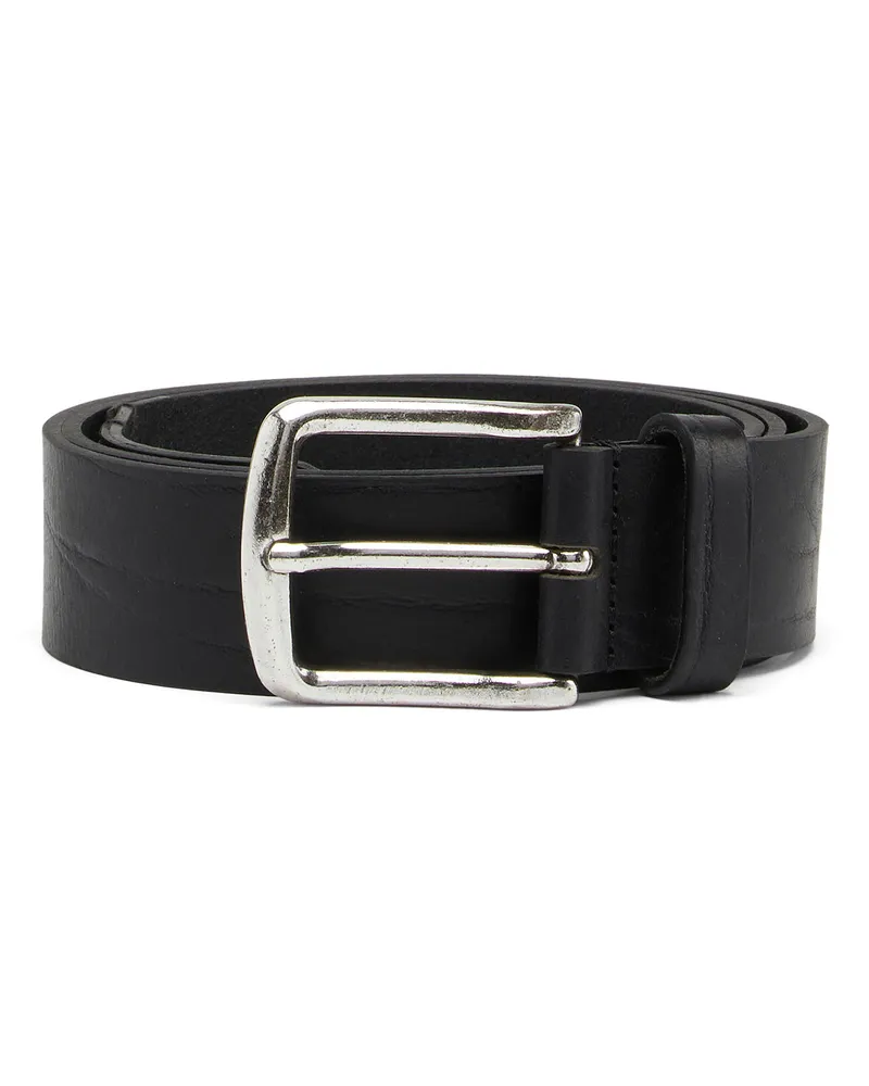 Diesel 3.9cm Gürtel aus behandeltem Leder mit Diesel-Logo - Gürtel - Herren - Schwarz Schwarz