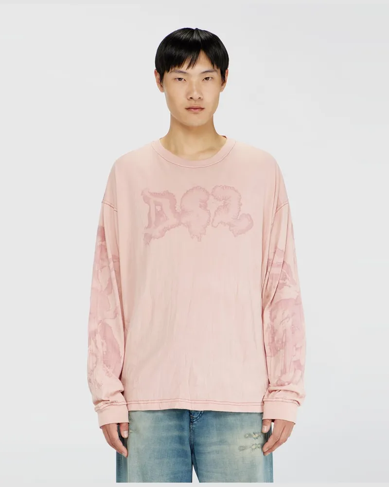 Diesel Locker long sleeve tee mit blotched print - T-Shirts - Herren - Rosa Rosa
