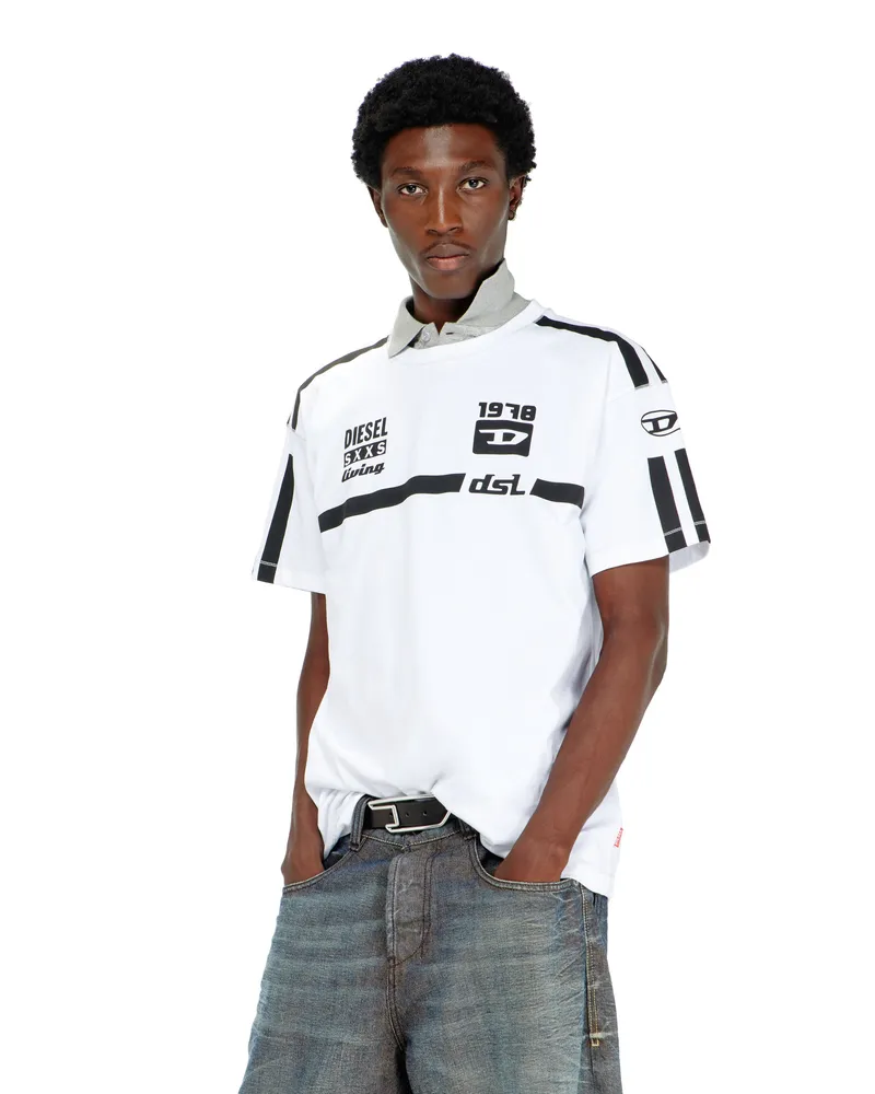 Diesel T-Shirt aus Baumwolle mit kontrastierenden Grafikprints - T-Shirts - Herren - Weiss Weiss