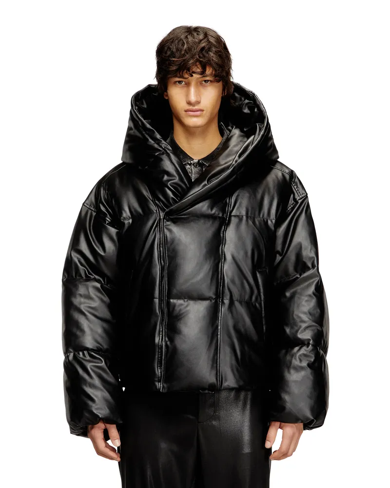 Diesel Hooded Steppjacke aus beschichtetem Gewebe - Winterjacken - Herren - Schwarz Schwarz
