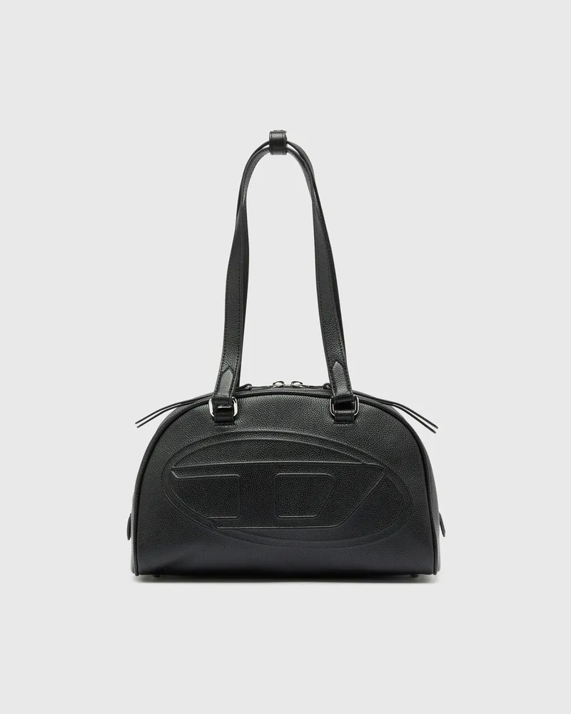 Diesel 1DR Dome - Boston Bag aus Leder mit geprägtem Logo - Handtaschen - Unisex - Schwarz Schwarz