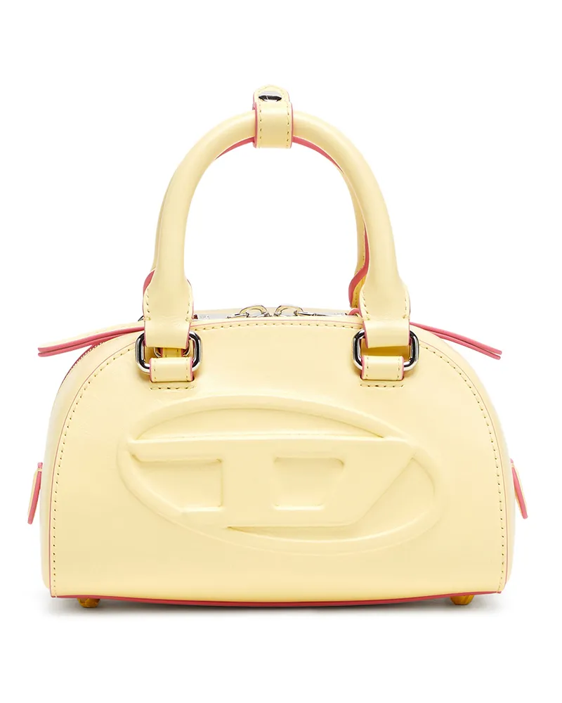 Diesel 1DR Dome-Kleine-Bowling-Tasche aus Leder - Schultertaschen - Damen - Gelb Gelb