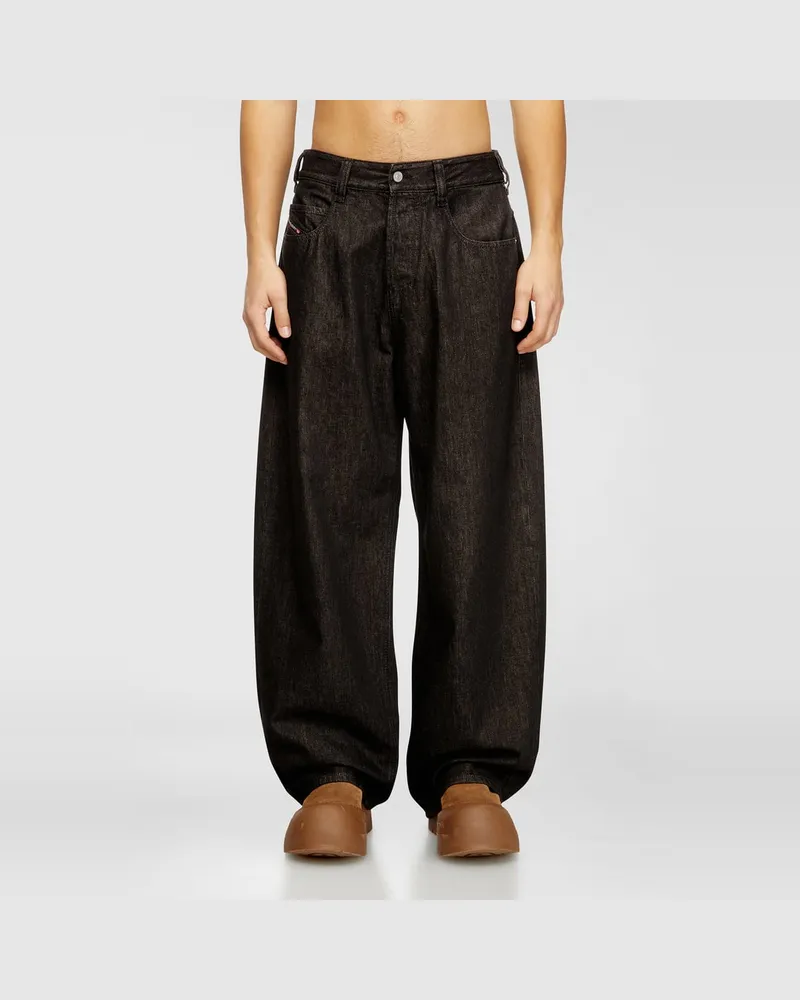 Diesel Relaxed Jeans Regular Waist 1997 D-Enim-M, Schwarz/Dunkelgrau, Knopfverschluss Schwarz