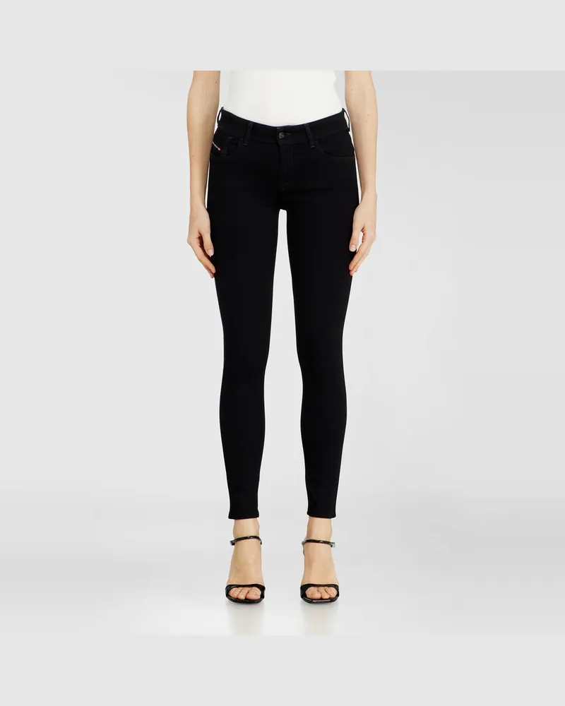 Diesel Skinny Jeans Regular Waist 2017 Slandy, Schwarz/Dunkelgrau, Reißverschluss Schwarz