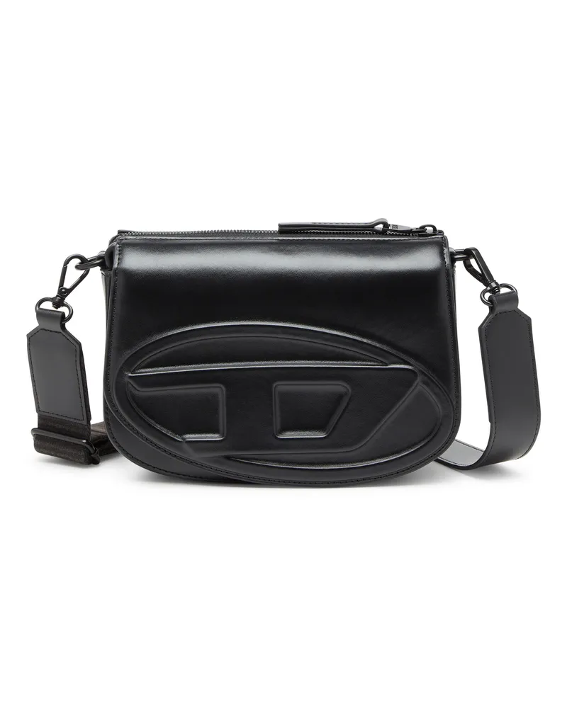 Diesel 1DR-Camera Bag aus hochwertigem Leder - Schultertaschen - Unisex - Schwarz Schwarz