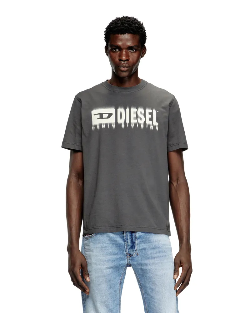 Diesel T-Shirt mit verschwommenem Diesel-Logo - T-Shirts - Herren - Grau Grau