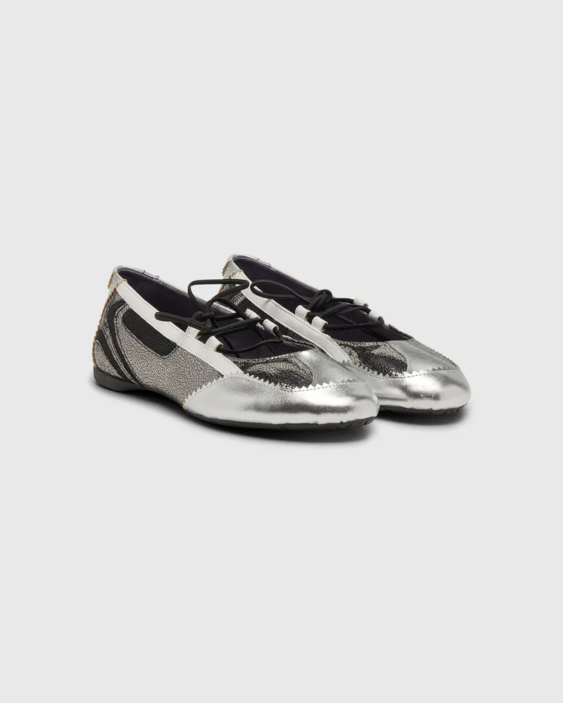 Diesel D-Mile-Metallic-Schnürballerinas - Flats - Damen - Silber Silber
