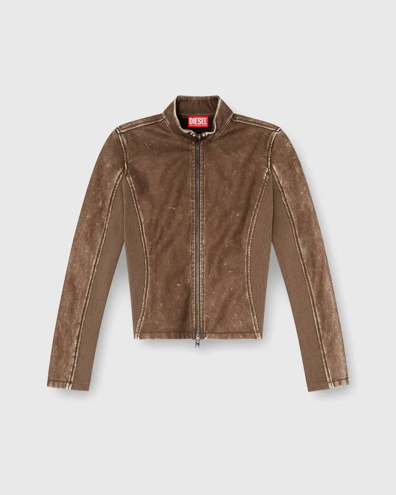 Diesel Bikerjacke mit Rippstrickeinsätzen - Oberteile - Damen - Braun Braun