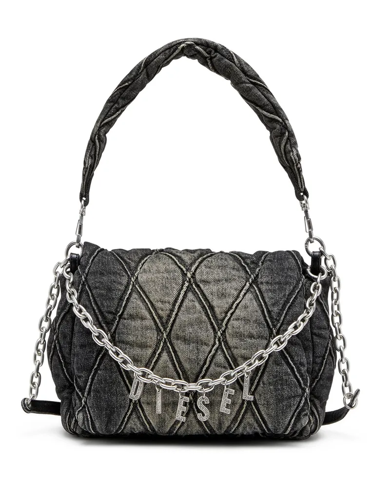 Diesel Charm-D M-Schultertasche aus Steppdenim - Schultertaschen - Damen - Schwarz Schwarz