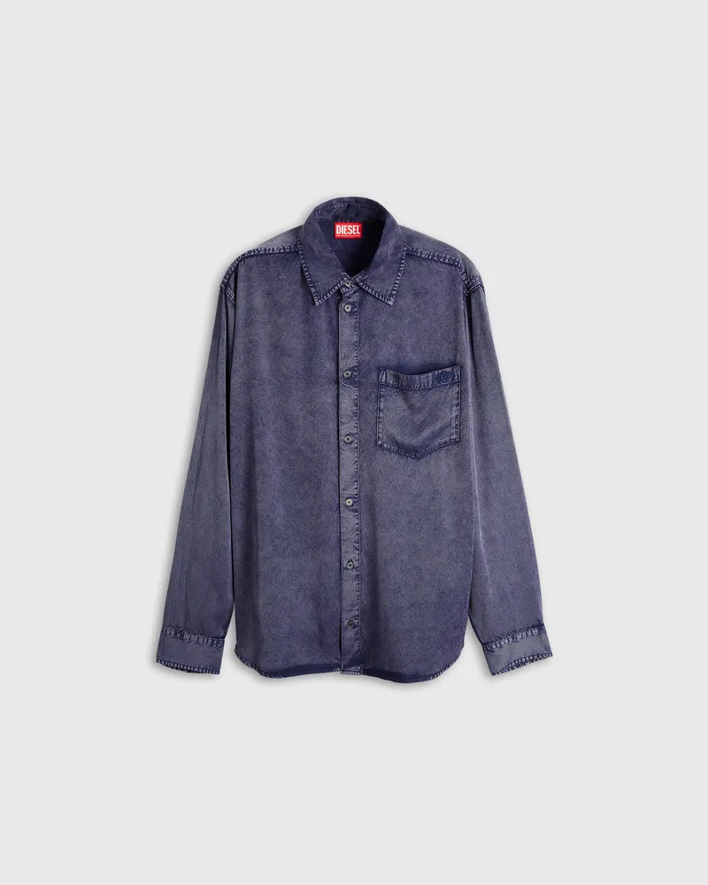 Diesel Fließendes Hemd aus Viskose in Denim-Optik - Hemden - Herren - Blau Blau