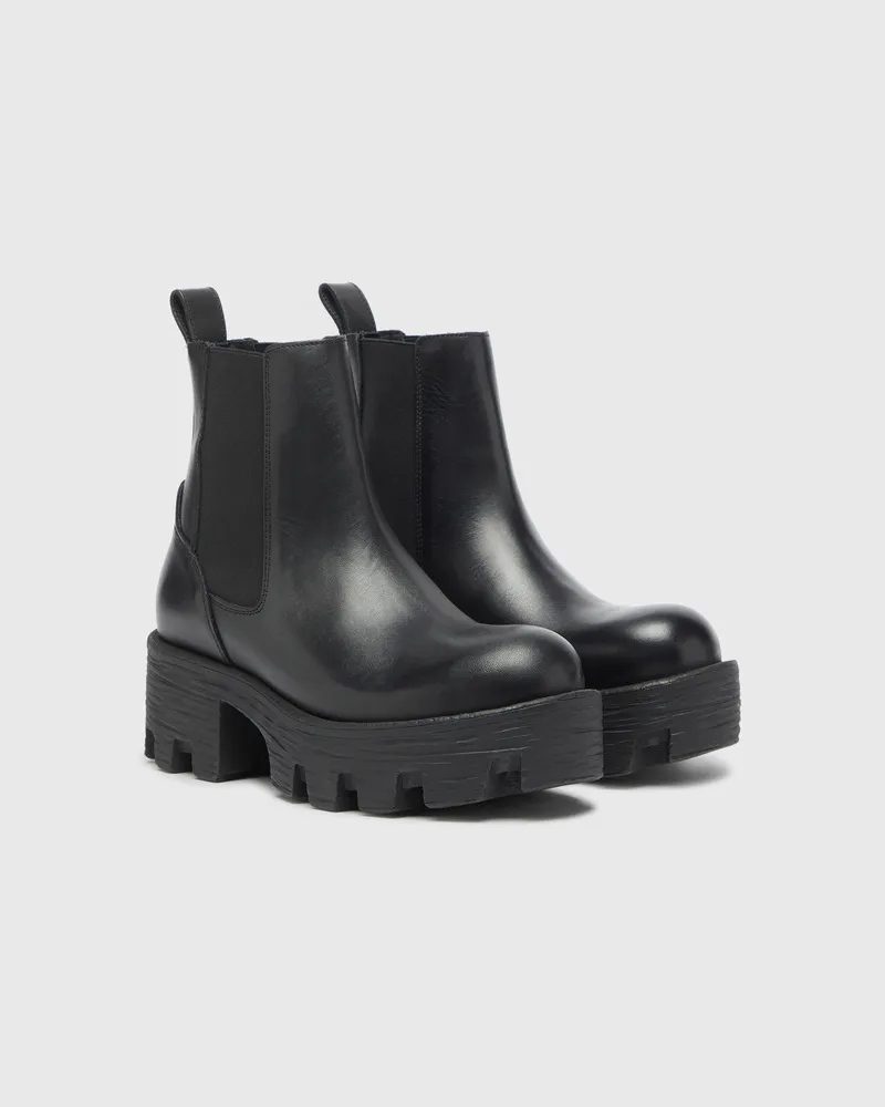 Diesel D-Hammer - Chelsea Boots aus Leder mit Profilsohle - Stiefel - Damen - Schwarz Schwarz