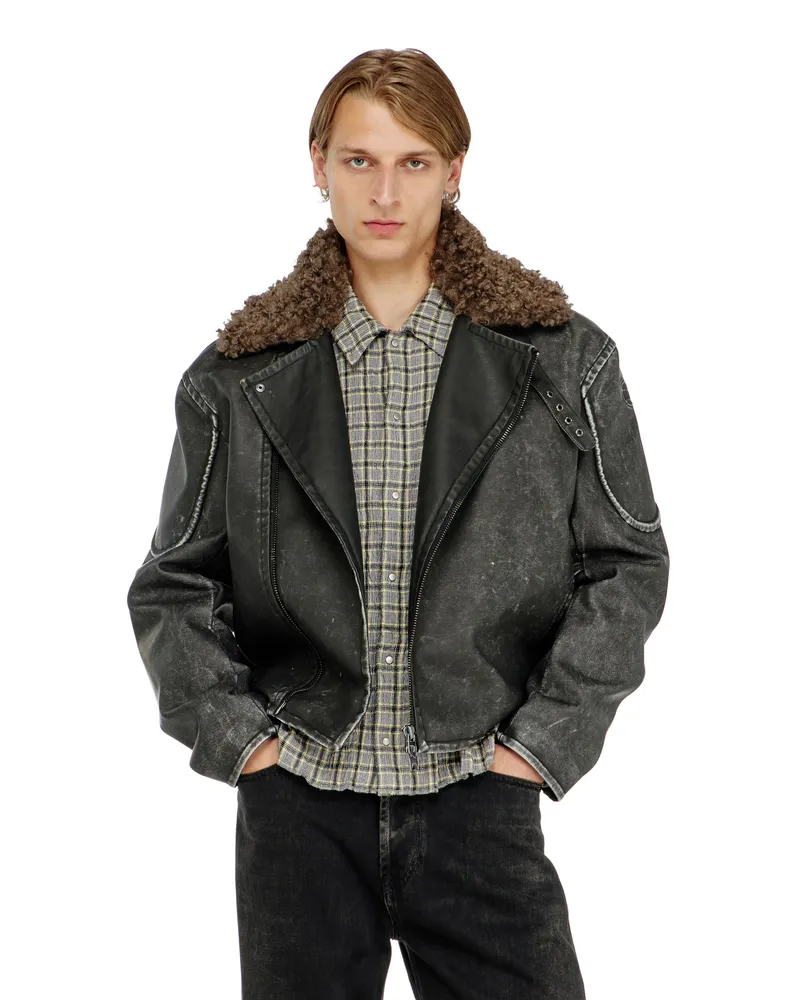 Diesel Biker jacket mit abnehmbarem Kragen - Jacken - Herren - Grau Grau