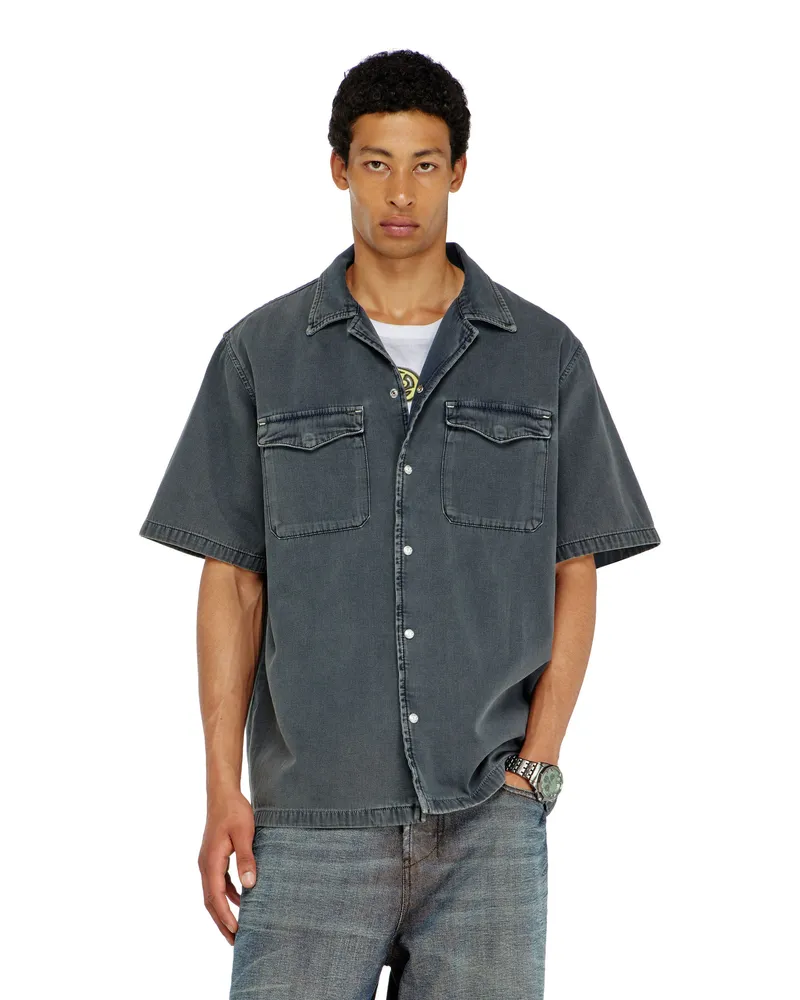 Diesel Bowling-Hemd aus farbigem denim - Denimhemden - Herren - Grau Grau