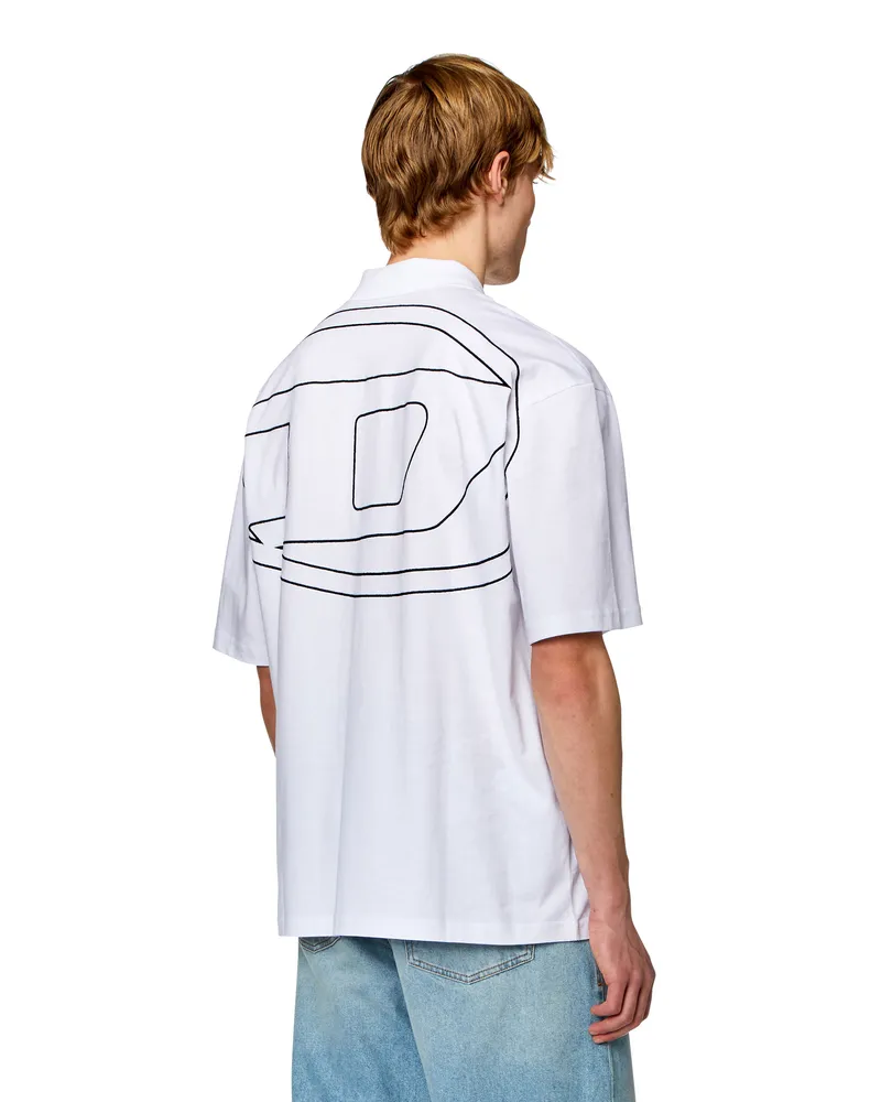 Diesel Poloshirt mit großer Oval D-Stickerei - Polohemden - Herren - Weiss Weiss