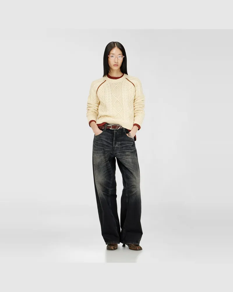 Diesel Zopfpullover mit kontrastierenden Streifen - Strickwaren - Damen - Beige Beige