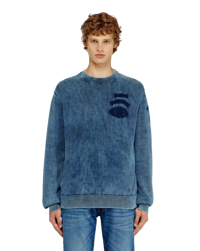 Diesel Pullover in Denim-Optik mit Patch-Effekten - Strickwaren - Herren - Blau Blau